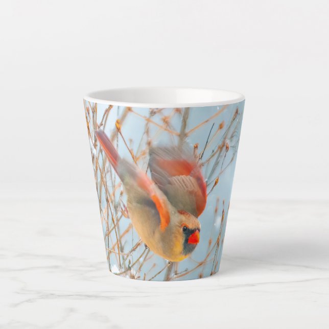 Northern Cardinal Flying - Original Photograph Latte Mug (Front)