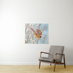 Northern Cardinal Flying - Original Photograph Tapestry