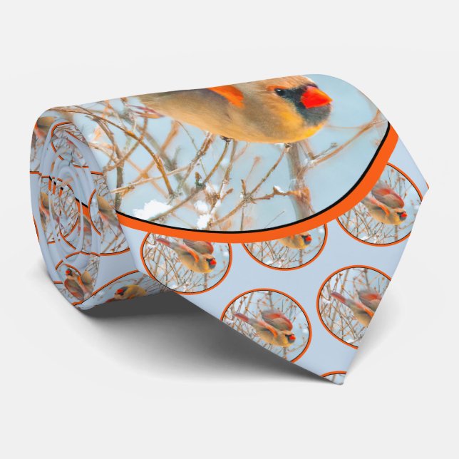 Northern Cardinal Flying - Original Photograph Tie (Rolled)