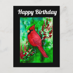 Northern Cardinal Handsome Happy Birthday Postcard