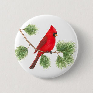 Northern Cardinal Illustration Button