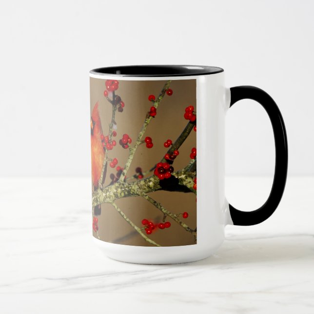 Northern Cardinal male perched, IL Mug (Right)