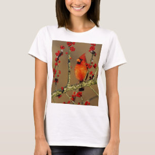 Northern Cardinal male perched, IL T-Shirt