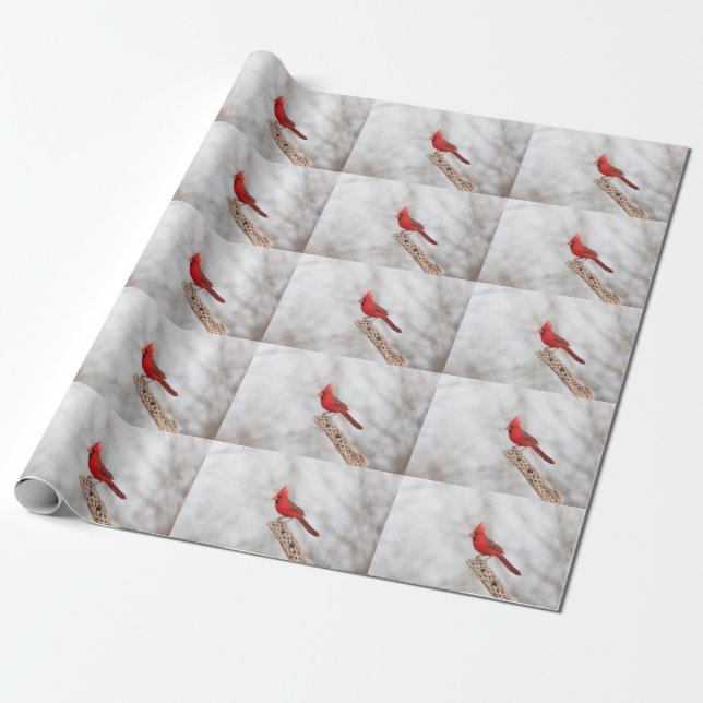 Northern Cardinal on a branch Wrapping Paper (Unrolled)