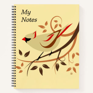 Northern Cardinal On Tree Branch Notebooks