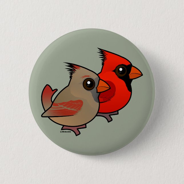 Northern Cardinal Pair 6 Cm Round Badge (Front)