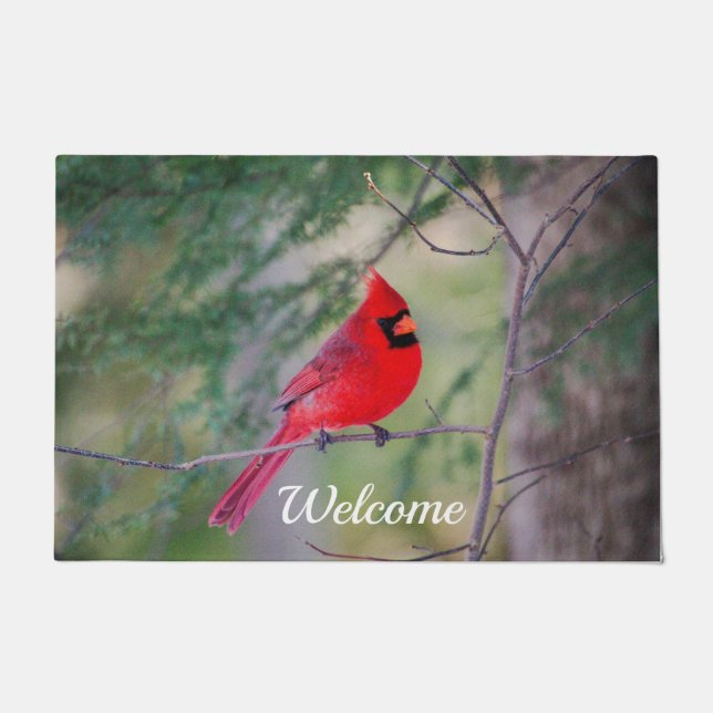 Northern Cardinal Perch Doormat (Front)