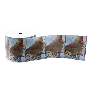 Northern Cardinal Photo Ribbon Grosgrain Ribbon