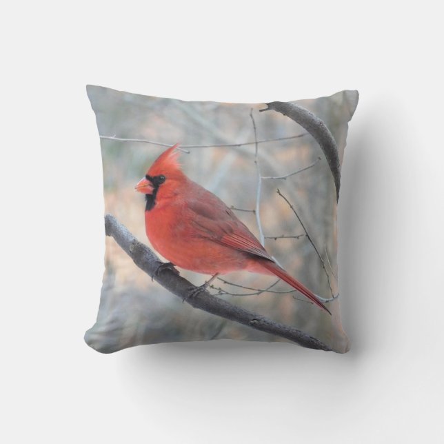 Northern Cardinal Profile Throw Pillow (Front)