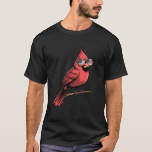Northern Cardinal USA American Flag Sunglass Bird T-Shirt