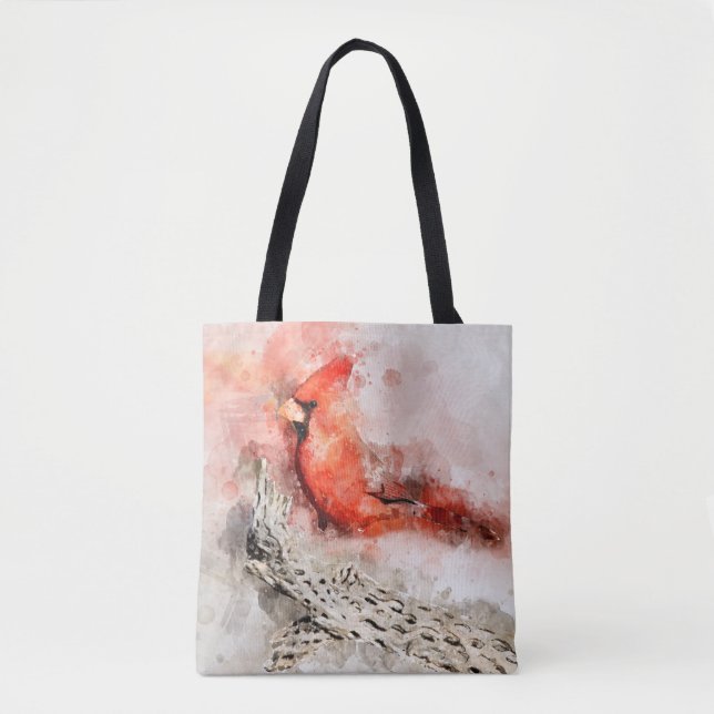 Northern Cardinal watercolor Tote Bag (Front)