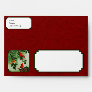 Northern Cardinals and Holly Red Envelopes