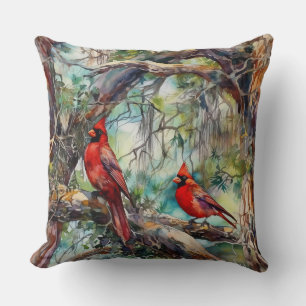 Northern Cardinals in Tree Cushion