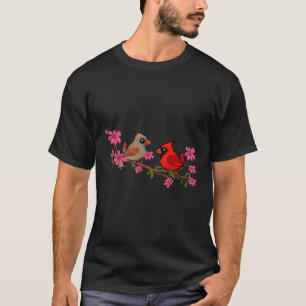 Northern Cardinals On A Branch Cartoon Bird Lover T-Shirt