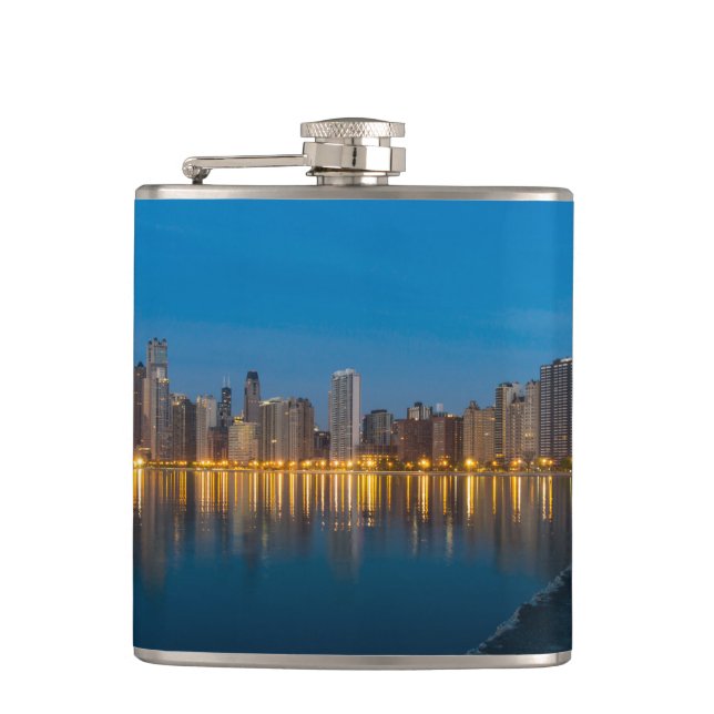 Northern Chicago Cityscape Hip Flask (Front)