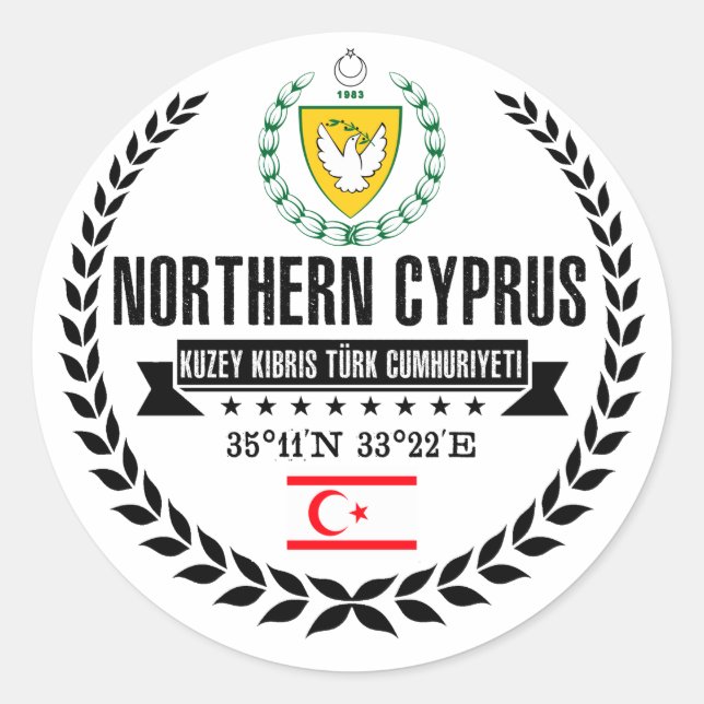 Northern Cyprus Classic Round Sticker (Front)