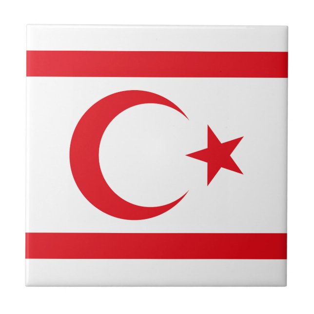 Northern Cyprus Flag Ceramic Tile (Front)