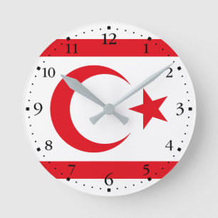 Northern Cyprus Flag Round Clock