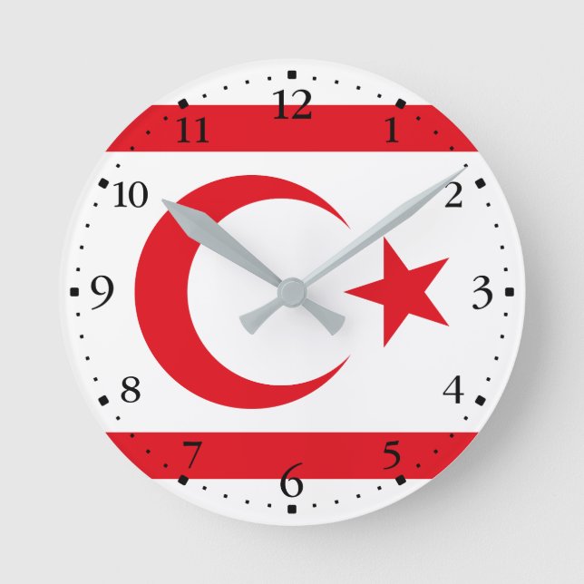 Northern Cyprus Flag Round Clock (Front)