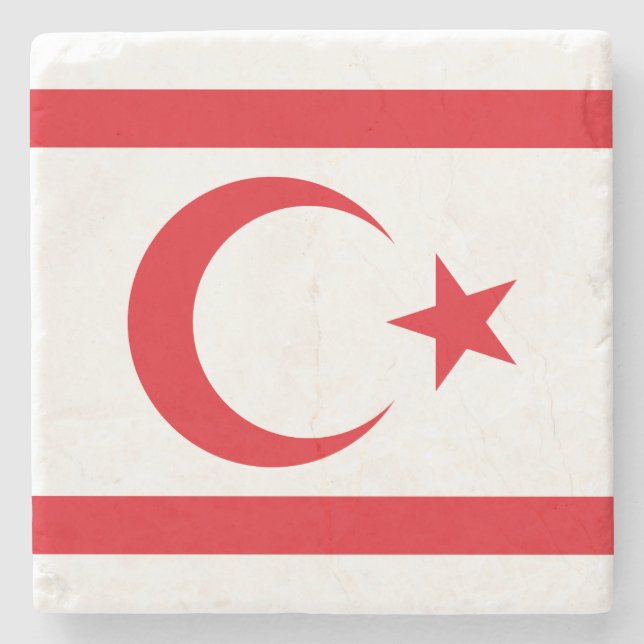Northern Cyprus Flag Stone Coaster (Front)