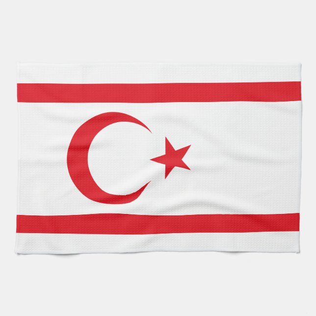 Northern Cyprus Flag Tea Towel (Horizontal)