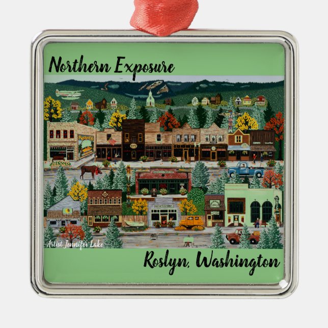 "Northern Exposure" ~ Roslyn, Washington Metal Ornament (Front)