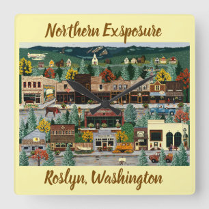 "Northern Exposure" ~ Roslyn, Washington Square Wall Clock