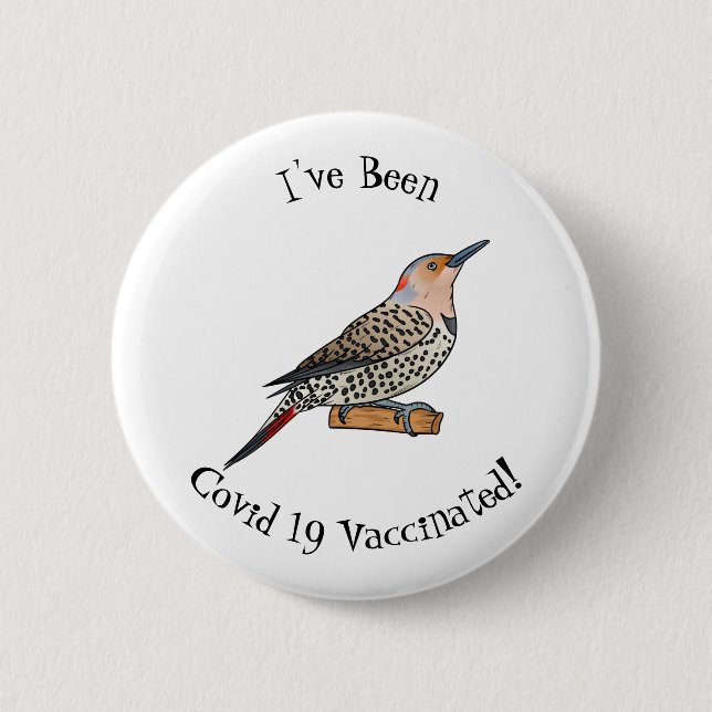 Northern flicker bird cartoon illustration 6 cm round badge (Front)