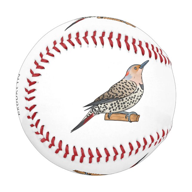 Northern flicker bird cartoon illustration baseball (Front Left)
