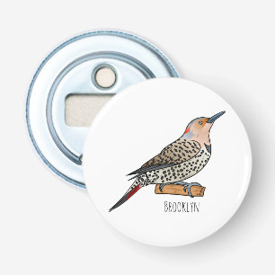 Northern flicker bird cartoon illustration bottle opener