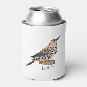 Northern flicker bird cartoon illustration can cooler