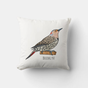 Northern flicker bird cartoon illustration cushion