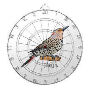 Northern flicker bird cartoon illustration dartboard