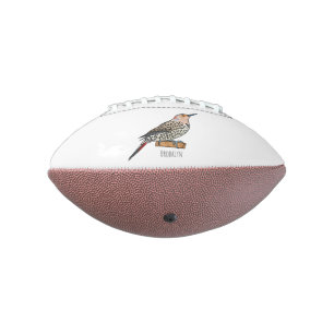 Northern flicker bird cartoon illustration  football