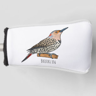 Northern flicker bird cartoon illustration golf head cover