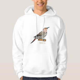 Northern flicker bird cartoon illustration hoodie