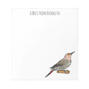 Northern flicker bird cartoon illustration notepad