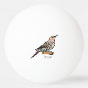 Northern flicker bird cartoon illustration ping pong ball
