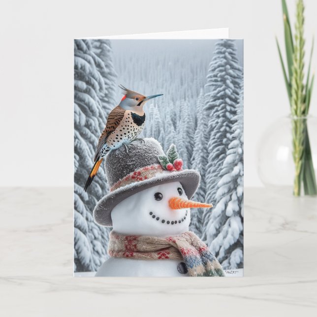 NORTHERN FLICKER SNOWMAN - WINTER WONDERLAND HOLIDAY CARD (Front)