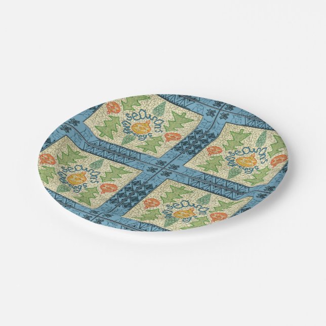 Northern Folk Seasons Greetings Paper Plate (Angled)
