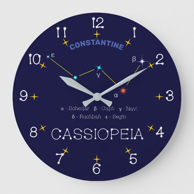 Northern Hemisphere Constellation Cassioipeia Large Clock (Front)