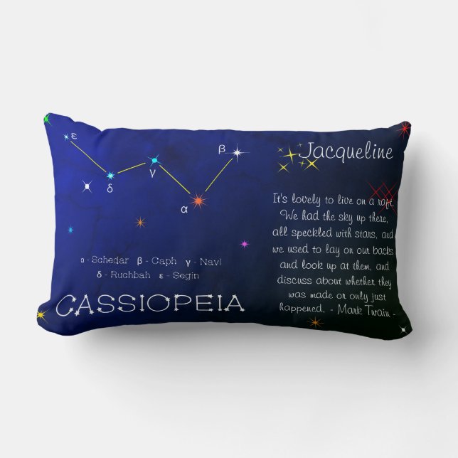 Northern Hemisphere Constellation Cassioipeia Lumbar Cushion (Front)