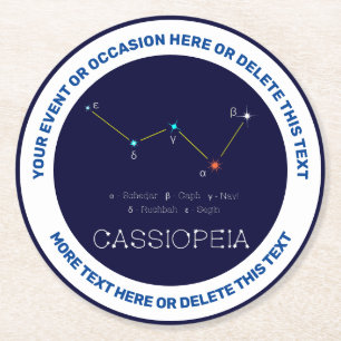 Northern Hemisphere Constellation Cassioipeia Round Paper Coaster