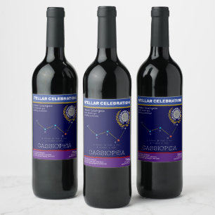 Northern Hemisphere Constellation Cassioipeia Wine Label