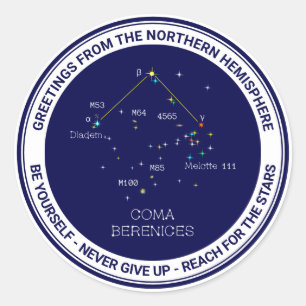 Northern Hemisphere Constellation Coma Berenices Classic Round Sticker