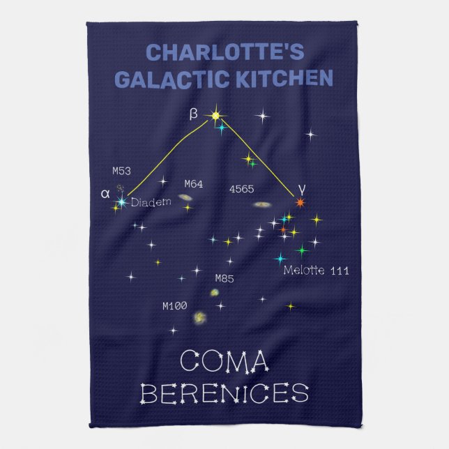 Northern Hemisphere Constellation Coma Berenices Tea Towel (Vertical)