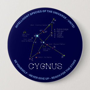 Northern Hemisphere Constellation Cygnus 10 Cm Round Badge