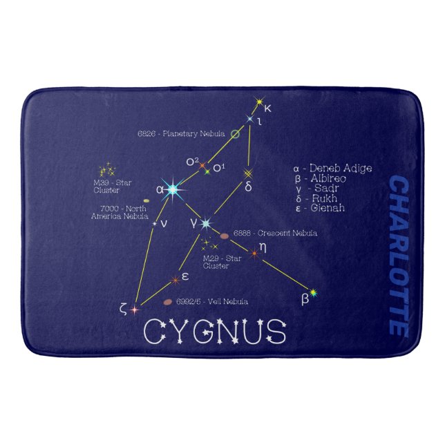 Northern Hemisphere Constellation Cygnus Bath Mat (Front)