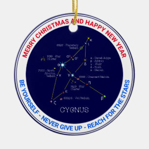 Northern Hemisphere Constellation Cygnus Ceramic Ornament