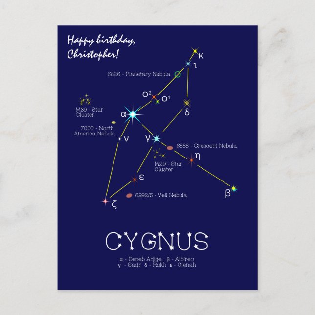 Northern Hemisphere Constellation Cygnus Postcard (Front)
